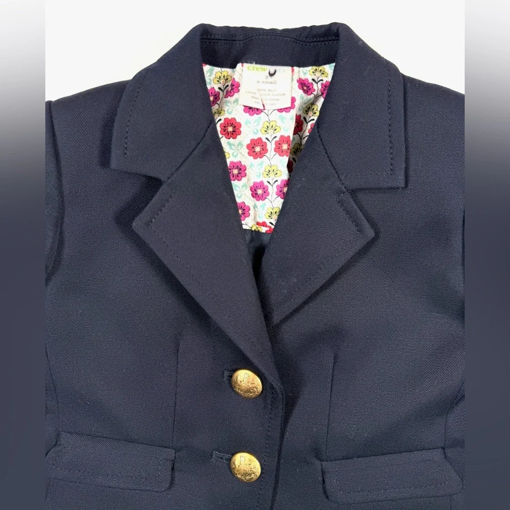 CREWCUTS Toddler Girls'‎ Black Wool Gold Lapel 2-Button Floral Lined Blazer 2
